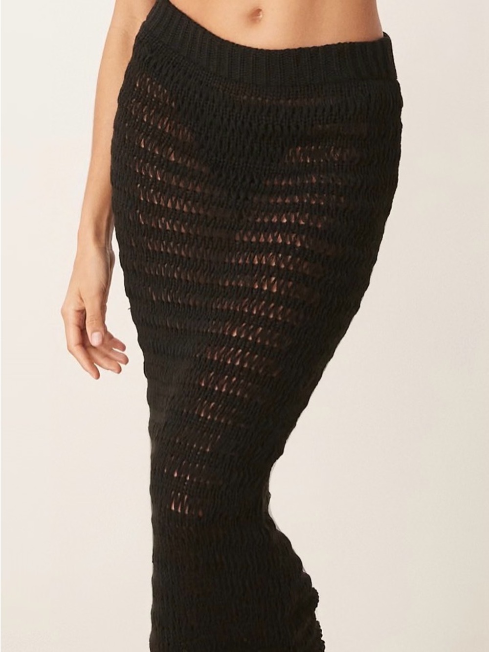 Black Crochet Maxi Skirt